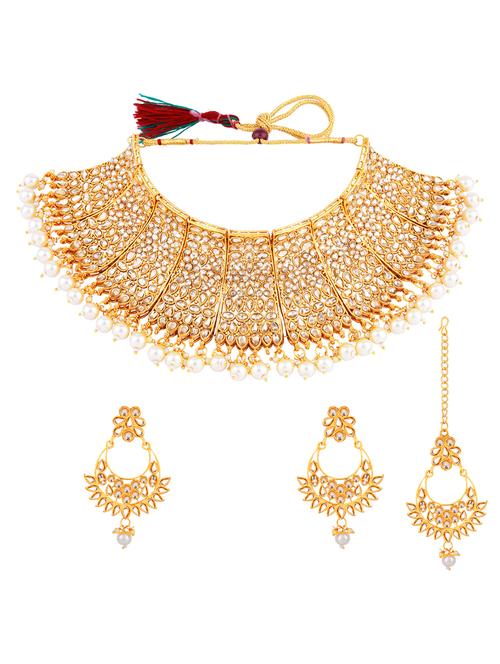 gold metal necklaces and earring - 18040744 - Very Small Image - 1
