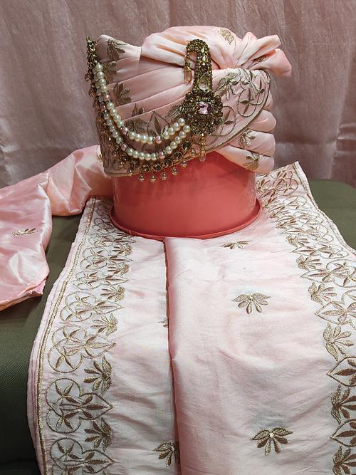 dulha pagdi with stall set pink - 18040811 - Very Small Image - 1