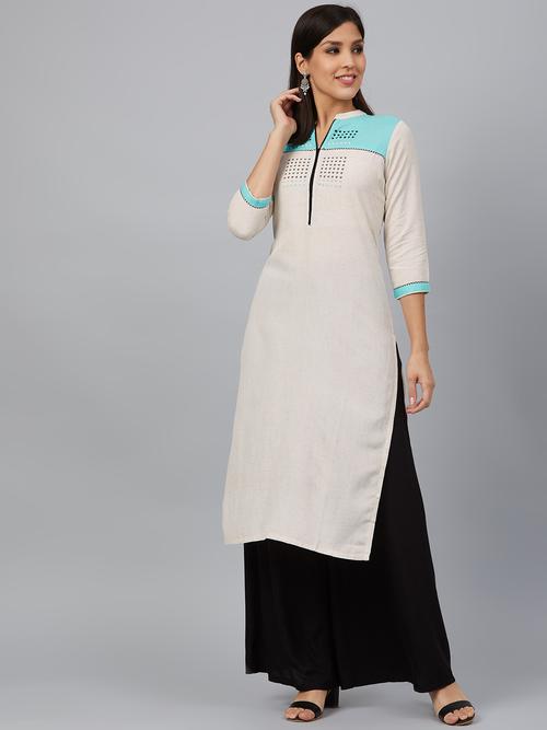 women's embroidered stitched cotton kurta/kurti's. bani - 18040917 - Very Small Image - 1