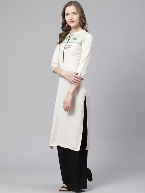 women's embroidered stitched cotton kurta/kurti's bani - 18040923 - Very Small Image - 1