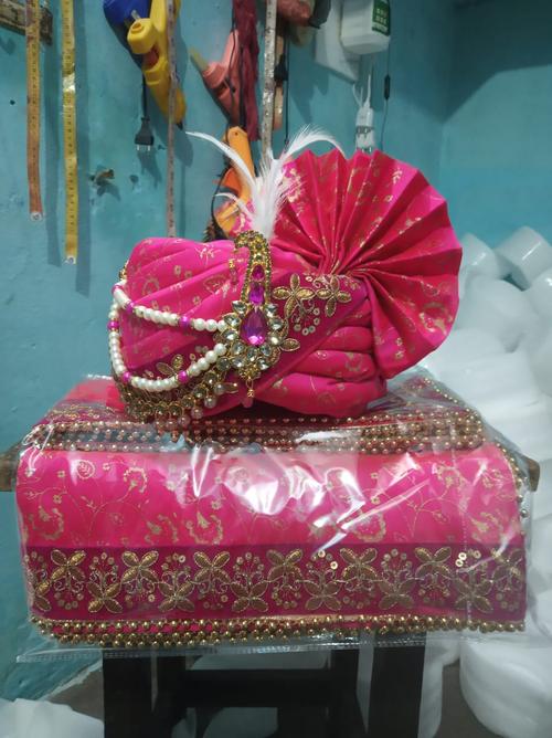 dulha pagdi with stall set pink - 18040949 - Very Small Image - 1