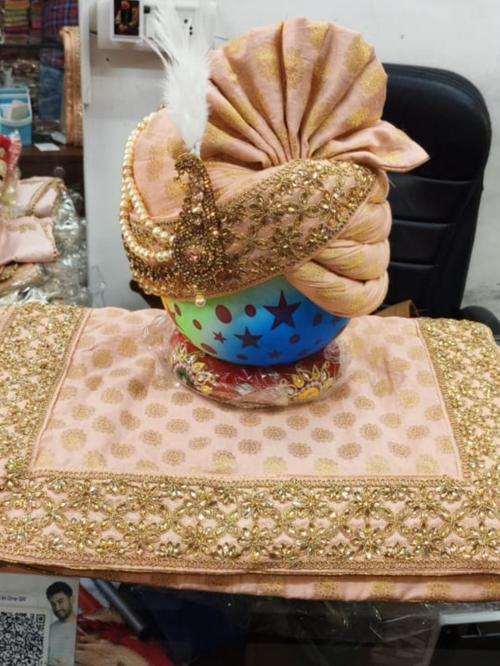 dulha pagdi with stall set gold - 18040951 - Very Small Image - 1