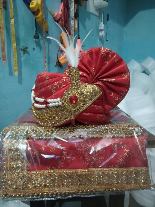 dulha pagdi with stall set red - 18040966 - Very Small Image - 1