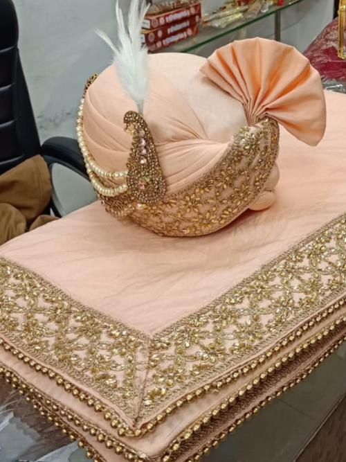 dulha pagdi with stall set gold - 18040968 - Very Small Image - 1