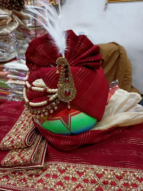 dulha pagdi with stall set red - 18040977 - Very Small Image - 1