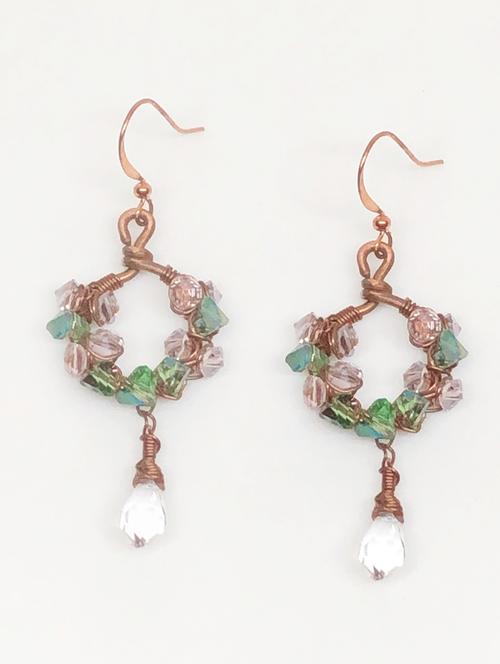 green copper drop earring - 18041076 - Very Small Image - 1