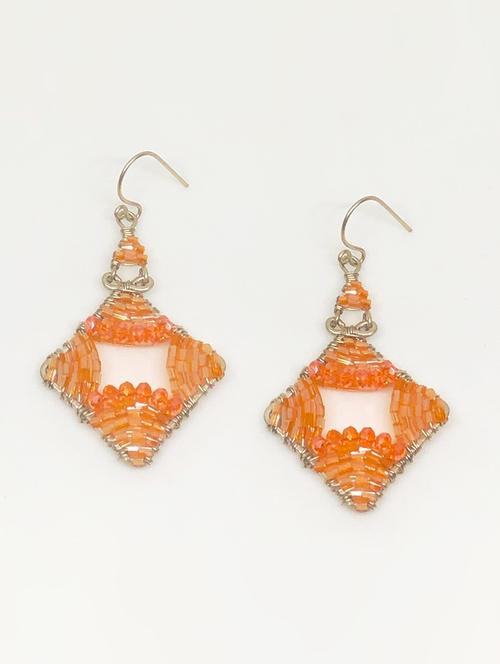 orange brass drop earring - 18041085 - Very Small Image - 1