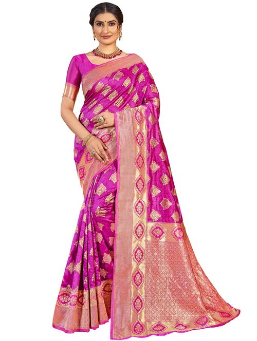jacquard work woven saree with blouse - 18041191 - Very Small Image - 1