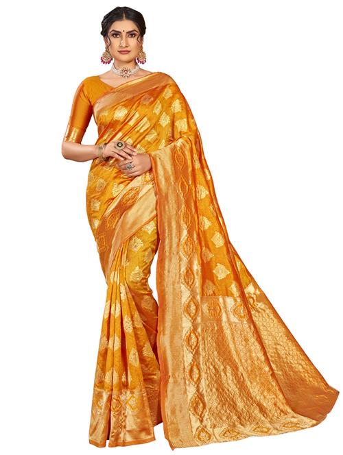 jacquard work woven saree with blouse - 18041193 - Very Small Image - 1