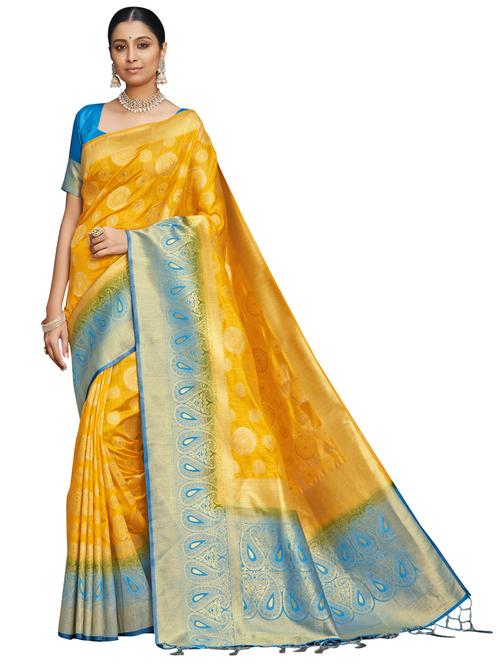 jacquard work woven saree with blouse - 18041208 - Very Small Image - 1