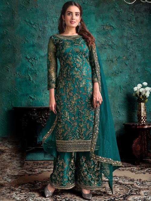 green net semistitched suit - 18041228 - Very Small Image - 1