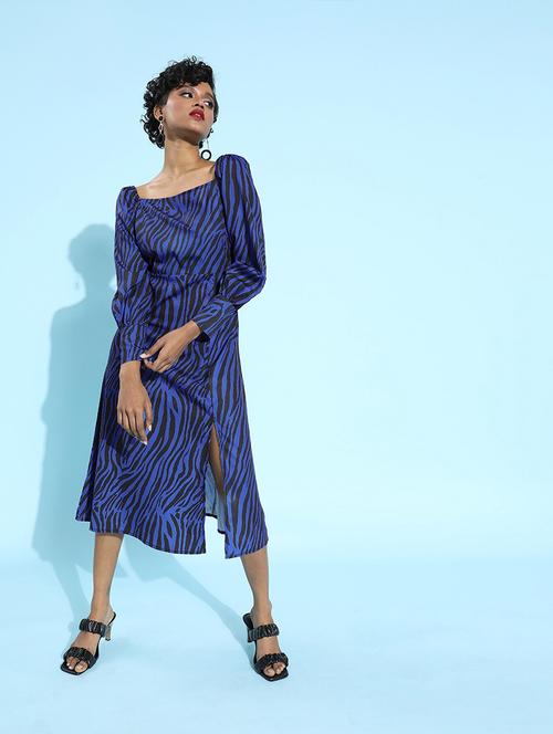square neck animal print a-line dress - 18041402 - Very Small Image - 1