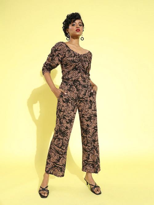 v-neck printed top with printed trouser - 18041421 - Very Small Image - 1
