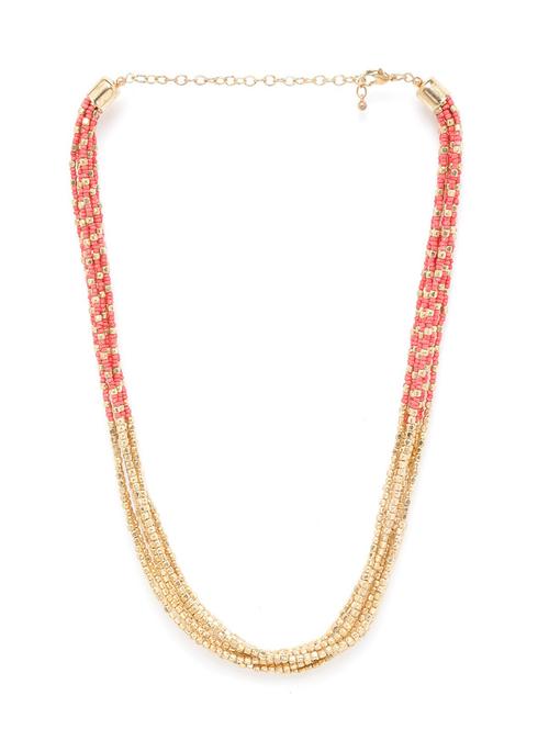 coral pink gold-plated beaded multi-stranded necklace - 18041701 - Very Small Image - 1