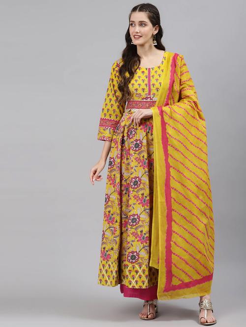 floral kurta dupatta set - 18041929 - Very Small Image - 1