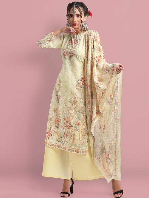 floral printed unstitched suit - 18042099 - Very Small Image - 1