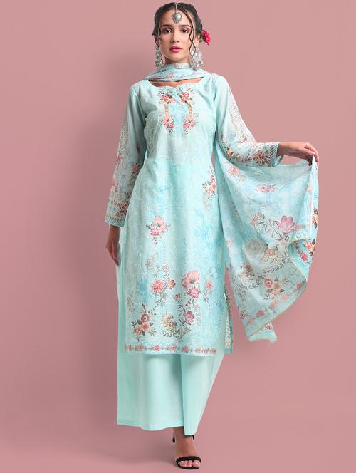 floral printed unstitched suit - 18042100 - Very Small Image - 1