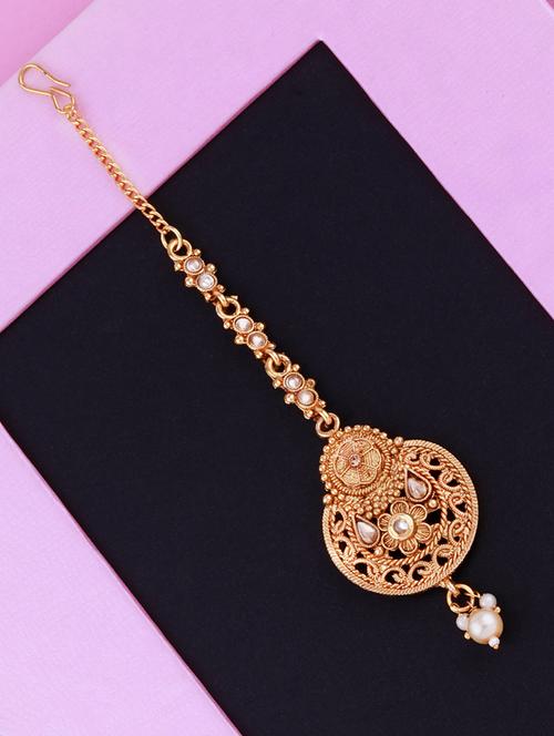 exclusive designee traditional gold plated maang tikka - 18042324 - Very Small Image - 1