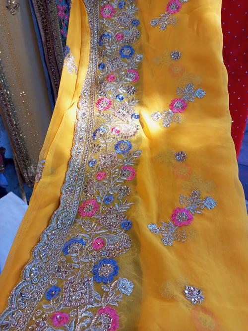 yellow net saree - 18042501 - Very Small Image - 1