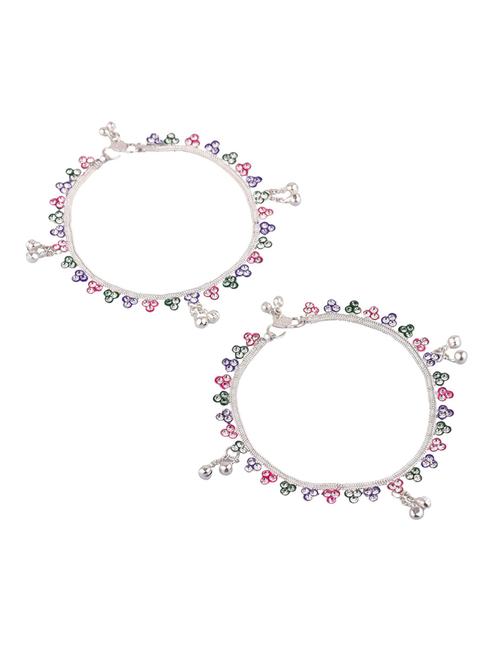 traditional crystal payal anklets set - 18042593 - Very Small Image - 1