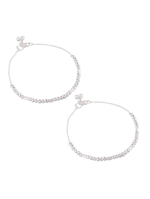 traditional crystal payal anklets set, white - 18042602 - Very Small Image - 1