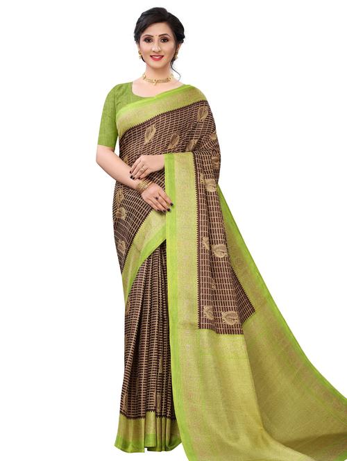 jacquard work handloom saree with blouse - 18043084 - Very Small Image - 1