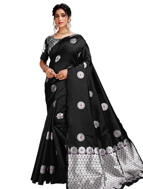jacquard work handloom saree with blouse - 18043104 - Very Small Image - 1