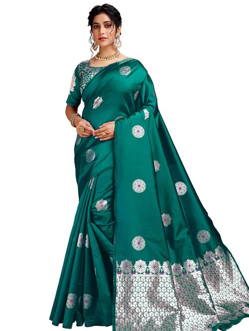 jacquard work handloom saree with blouse - 18043106 - Very Small Image - 1