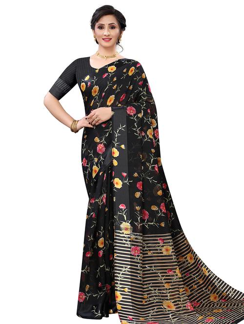 floral handloom saree with blouse - 18043114 - Very Small Image - 1