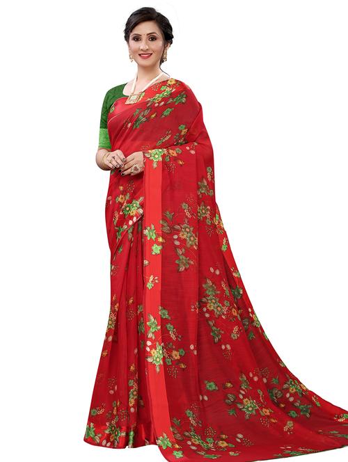 floral handloom saree with blouse - 18043128 - Very Small Image - 1