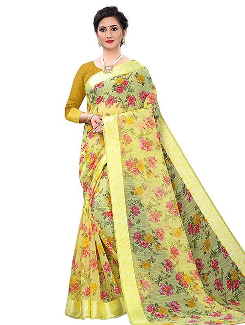 floral handloom saree with blouse - 18043142 - Very Small Image - 1