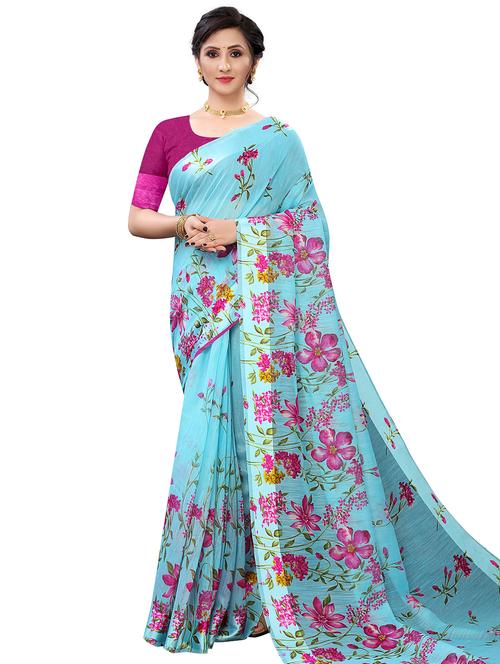 floral handloom saree with blouse - 18043152 - Very Small Image - 1