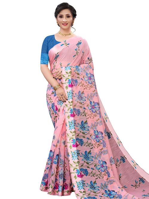 floral handloom saree with blouse - 18043153 - Very Small Image - 1
