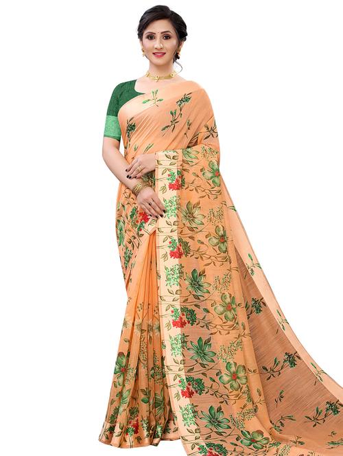 floral handloom saree with blouse - 18043155 - Very Small Image - 1