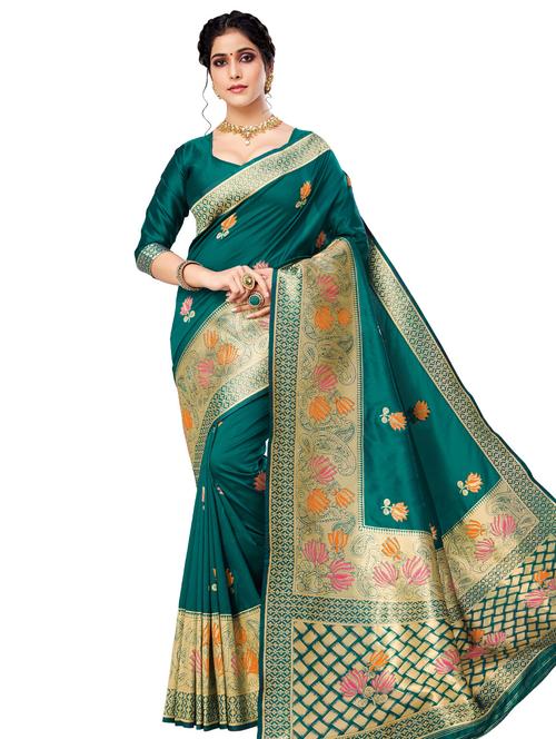 jacquard work handloom saree with blouse - 18043159 - Very Small Image - 1