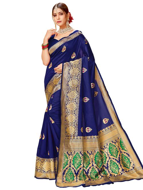 jacquard work handloom saree with blouse - 18043169 - Very Small Image - 1