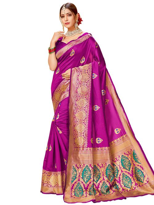 jacquard work handloom saree with blouse - 18043170 - Very Small Image - 1