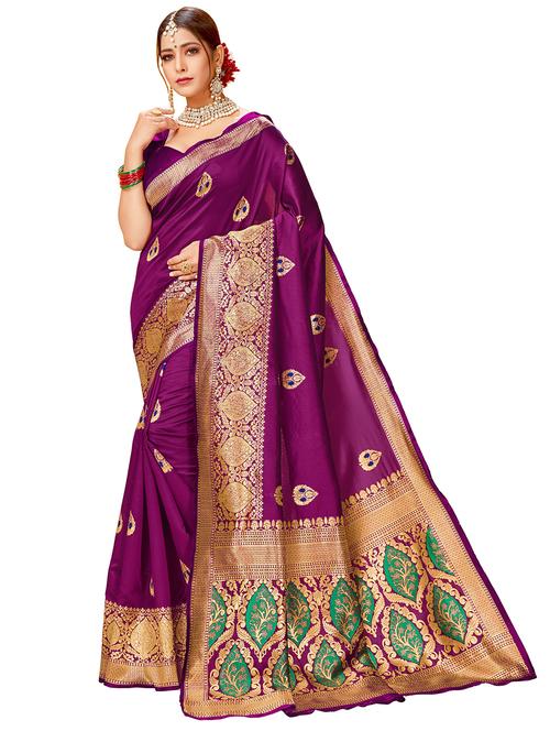 jacquard work handloom saree with blouse - 18043172 - Very Small Image - 1