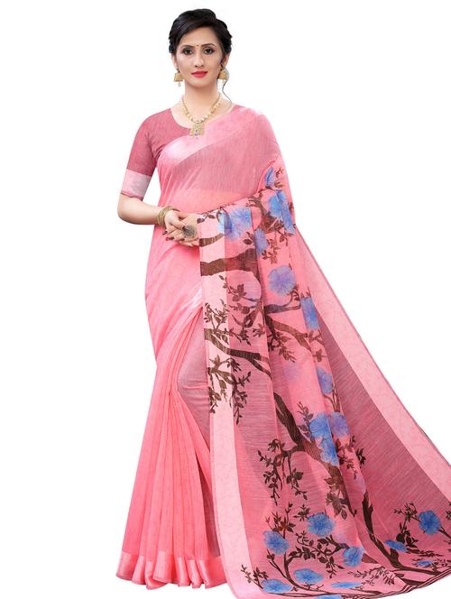 floral handloom saree with blouse - 18043185 - Very Small Image - 1