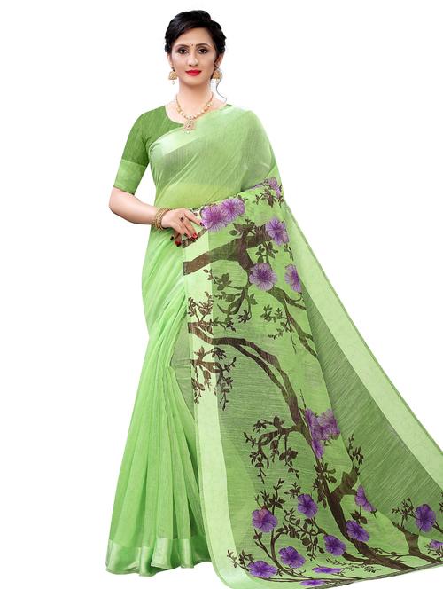 floral handloom saree with blouse - 18043186 - Very Small Image - 1