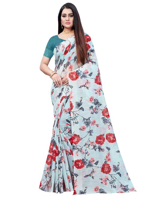 floral handloom saree with blouse - 18043187 - Very Small Image - 1