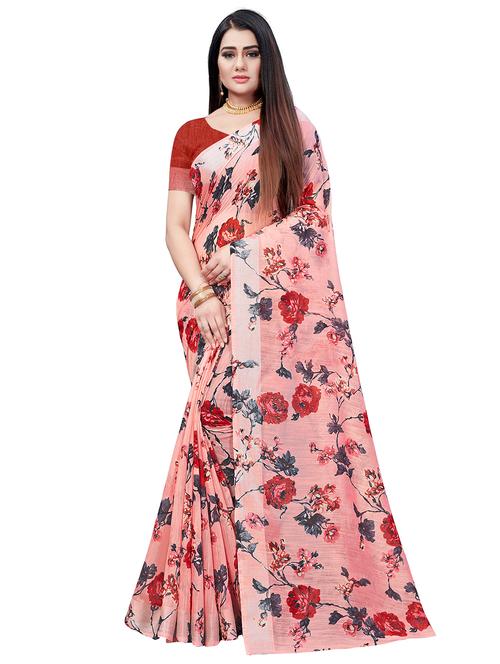 floral handloom saree with blouse - 18043189 - Very Small Image - 1