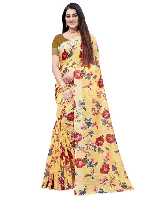 floral handloom saree with blouse - 18043190 - Very Small Image - 1