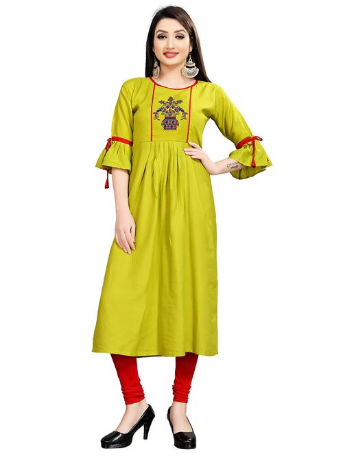 green printed straight kurta - 18043227 - Very Small Image - 1
