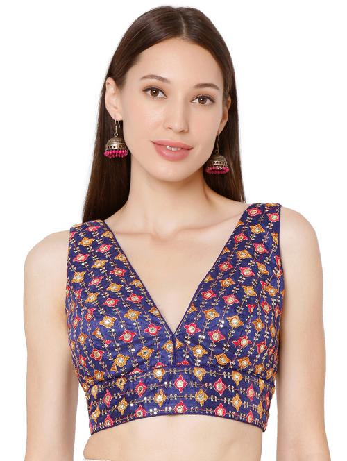 blue cotton blend embroidered blouse - 18043299 - Very Small Image - 1