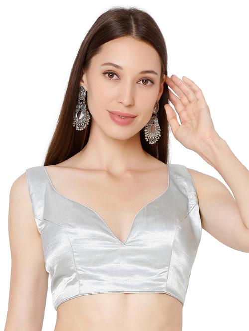 silver silk solid blouse - 18043313 - Very Small Image - 1