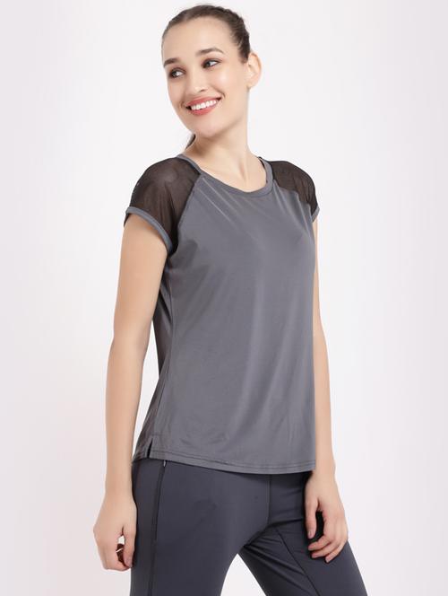 women's color block round neck t-shirt - 18043471 - Very Small Image - 1