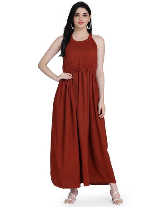 red color flared gown - 18043525 - Very Small Image - 1