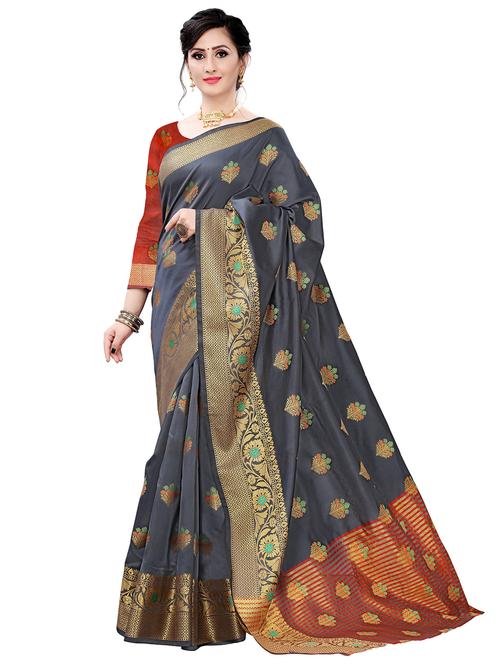 jacquard work handloom saree with blouse - 18043726 - Very Small Image - 1
