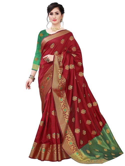 jacquard work handloom saree with blouse - 18043727 - Very Small Image - 1